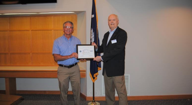 Mark Harvey (left) with ESGR volunteer Jack Bowdle courtesy of The Greer Citizen