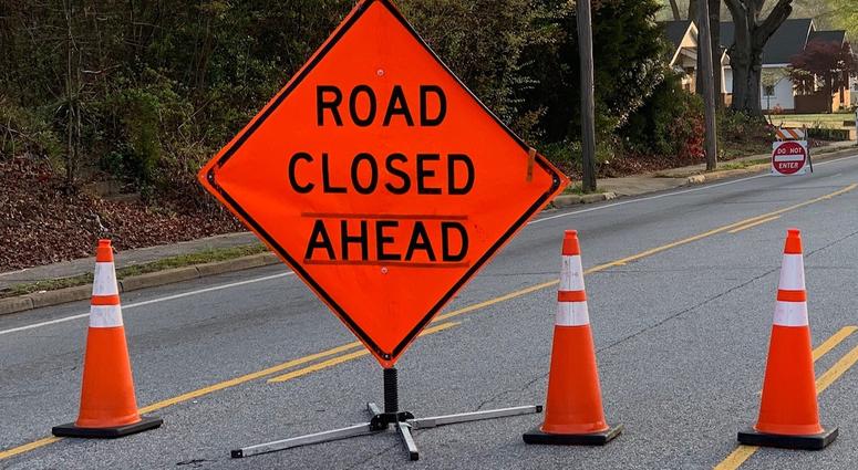 Road Closed Ahead sign Road Closed Ahead sign
