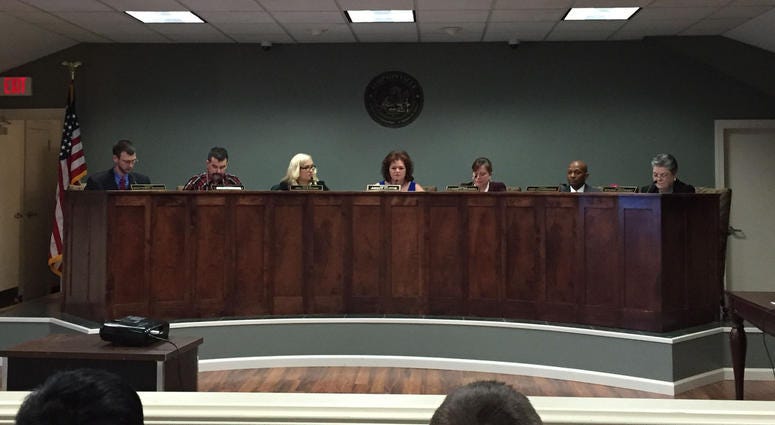Simpsonville City Council in chambers, Sept 2018 Simpsonville City Council with Mayor Janice Curtis