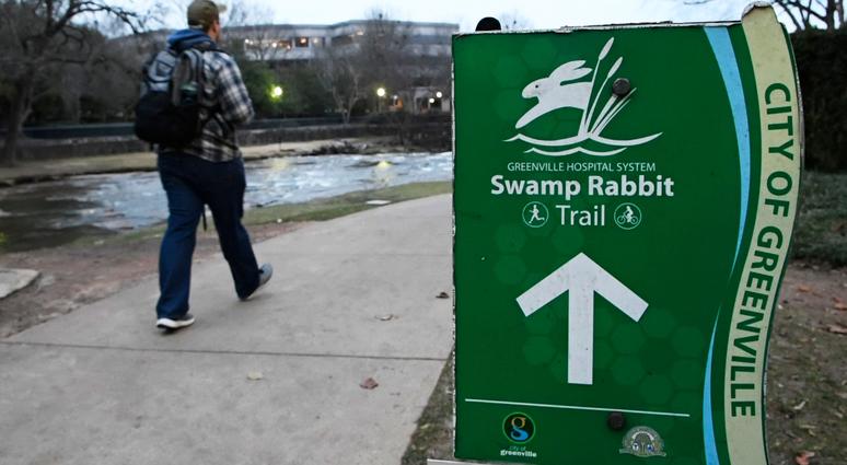 Part of the Swamp Rabbit Trail runs through Falls Park on the Reedy in Greenville Wednesday, Dec. 19, 2018.