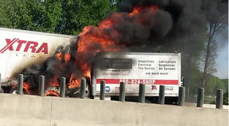 Truck fire, 85 southbound in Greenville County Truck fire, 85 southbound in Greenville County