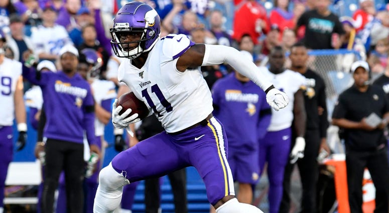 Aug 29, 2019; Orchard Park, NY, USA; Minnesota Vikings wide receiver Laquon Treadwell (11) makes a cut while running after a catch during the first quarter at New Era Field. Mandatory Credit: Mark Konezny-USA TODAY Sports