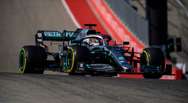 Nov 3, 2019; Austin, TX, USA; Mercedes AMG Petronas Motorsport driver Lewis Hamilton (44) of Great Britain during the United States Grand Prix at Circuit of the Americas. Mandatory Credit: Jerome Miron-USA TODAY Sports