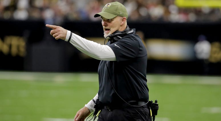 Nov 10, 2019; New Orleans, LA, USA; Atlanta Falcons head coach Dan Quinn reacts during the third quarter against the New Orleans Saints at the Mercedes-Benz Superdome. Mandatory Credit: Derick E. Hingle-USA TODAY Sports
