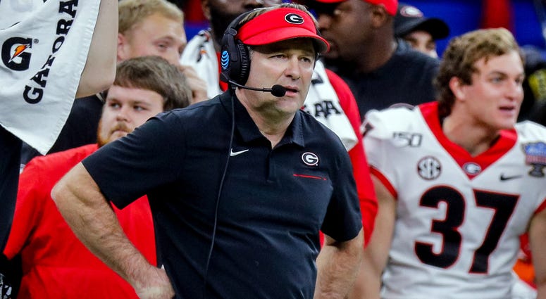 Jan 1, 2020; New Orleans, Louisiana, USA; Georgia Bulldogs head coach Kirby Smart looks on against Baylor Bears at Mercedes-Benz Superdome. Mandatory Credit: Stephen Lew-USA TODAY Sports