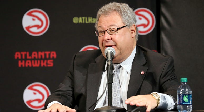 Jun 25, 2015; Atlanta, GA, USA; Atlanta Hawks ceo Steve Koonin speaks during a press conference at Philips Arena. The Atlanta Hawks officially announced today that it was purchased by an ownership group led by Tony Ressler. Mandatory Credit: Jason Getz-US