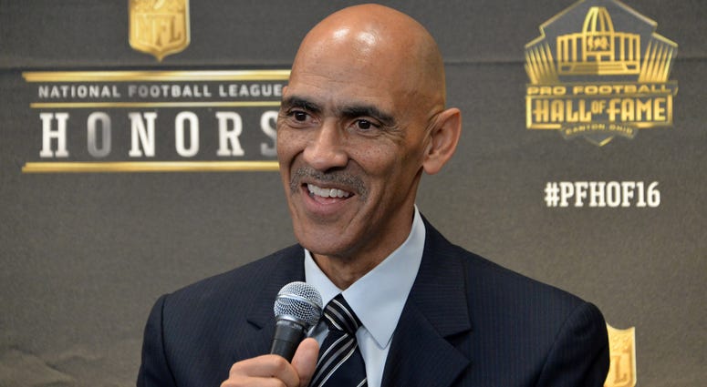 Feb 6, 2016; San Francisco, CA, USA; Tony Dungy at press conference to announce the Pro Football Hall of Fame Class of 2016 at Bill Graham Civic Auditorium. Mandatory Credit: Kirby Lee-USA TODAY Sports