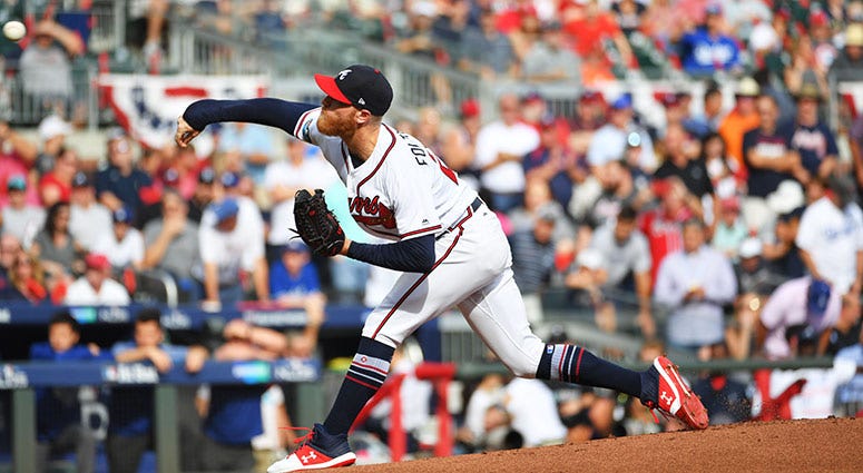 Atlanta Braves starting pitcher Mike Foltynewicz Atlanta Braves starting pitcher Mike Foltynewicz