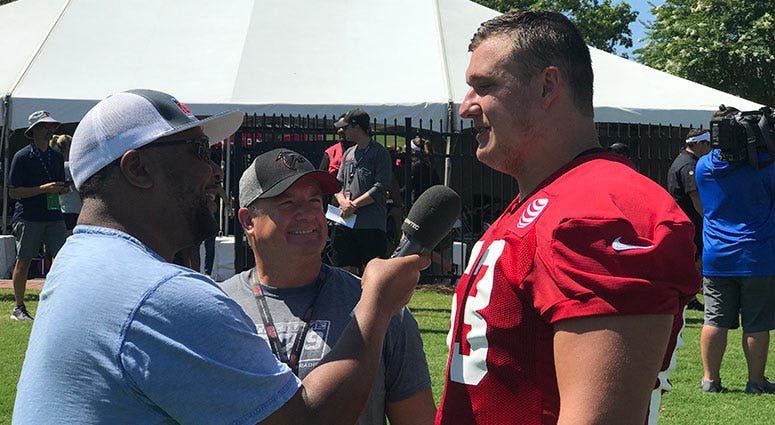 Atlanta Falcons offensive lineman Chris Lindstrom Atlanta Falcons offensive lineman Chris Lindstrom
