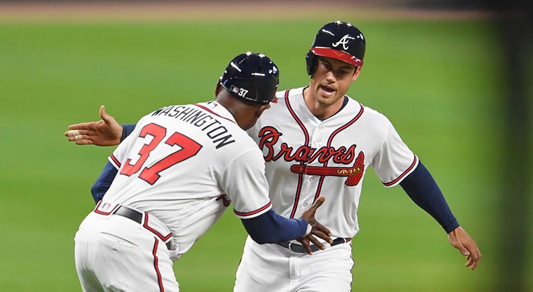 Atlanta Braves left fielder Preston Tucker Atlanta Braves left fielder Preston Tucker