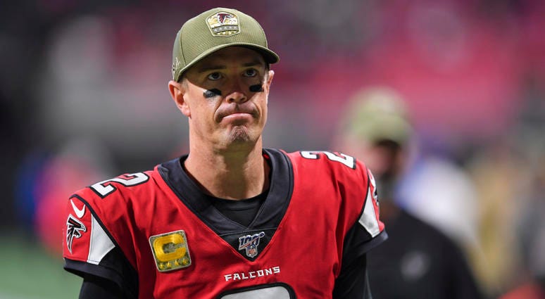 Atlanta Falcons quarterback Matt Ryan (2) leaves the field after the Falcons were defeated by the Tampa Bay Buccaneers during the second half at Mercedes-Benz Stadium. Matt Ryan