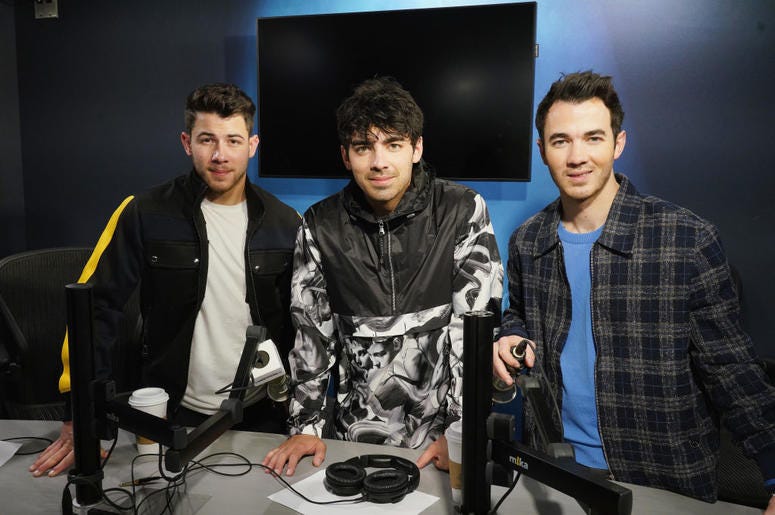 Nick Jonas, Joe Jonas and Kevin Jonas of The Jonas Brothers visit the SiriusXM studios on March 1, 2019 in New York City Nick Jonas, Joe Jonas and Kevin Jonas of The Jonas Brothers visit the SiriusXM studios on March 1, 2019 in New York City