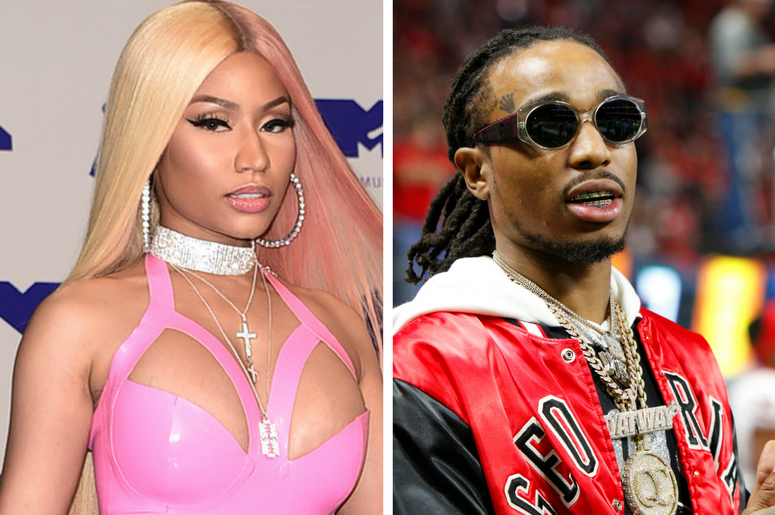 Nicki Minaj arriving at the MTV Video Music Awards 2017 / Quavo on the sidelines of the SEC Championship game between the Georgia Bulldogs and the Auburn Tigers Nicki Minaj arriving at the MTV Video Music Awards 2017 / Quavo on the sidelines of the SEC Championship game between the Georgia Bulldogs and the Auburn Tigers